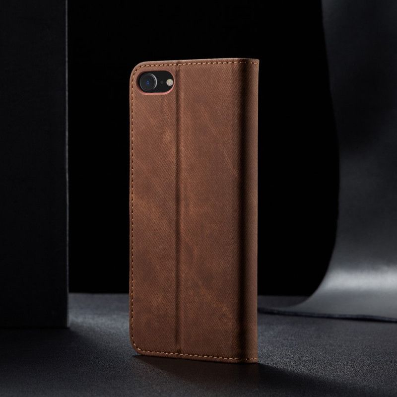 Flip Cover iPhone Se 2 / 8 / 7 Simili Cuir Texture Jeans