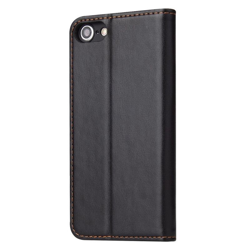 Flip Cover iPhone Se 2 / 8 / 7 Style Cuir Coutures