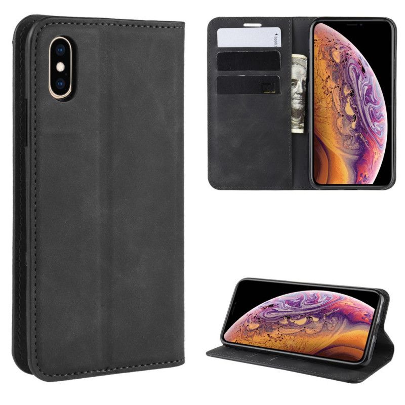 Flip Cover iPhone X / Xs Effet Cuir Silky Touch