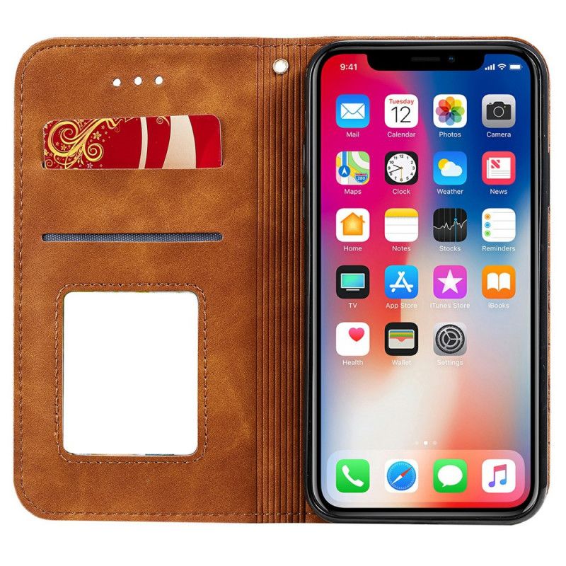 Flip Cover iPhone X / Xs Fleurs Baroques