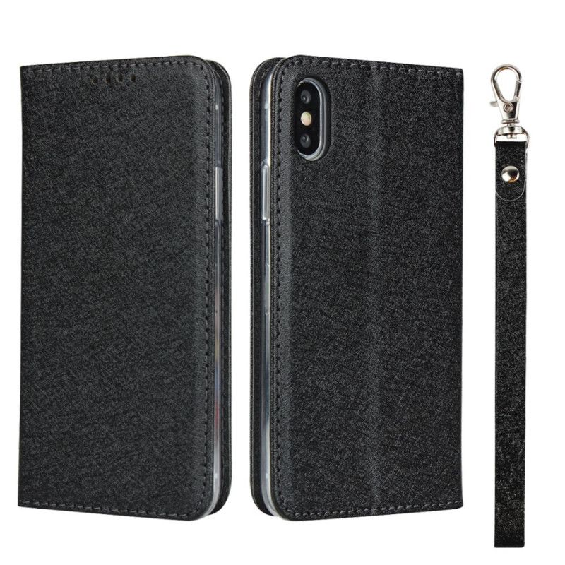 Flip Cover iPhone X / Xs Style Cuir Douceur Avec Lanière