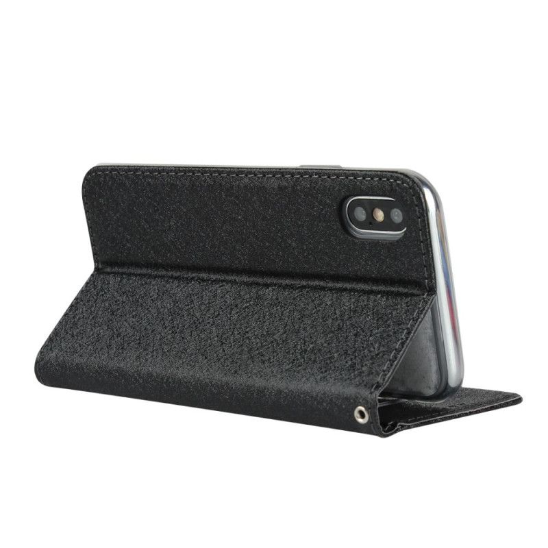 Flip Cover iPhone X / Xs Style Cuir Douceur Avec Lanière