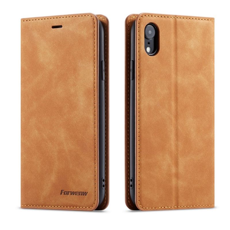 Flip Cover iPhone Xr Effet Cuir Forwenw