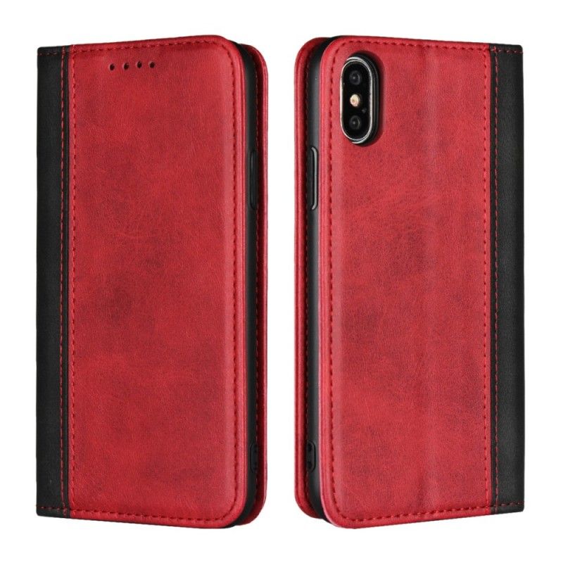 Flip Cover iPhone Xs Bicolore Effet Cuir