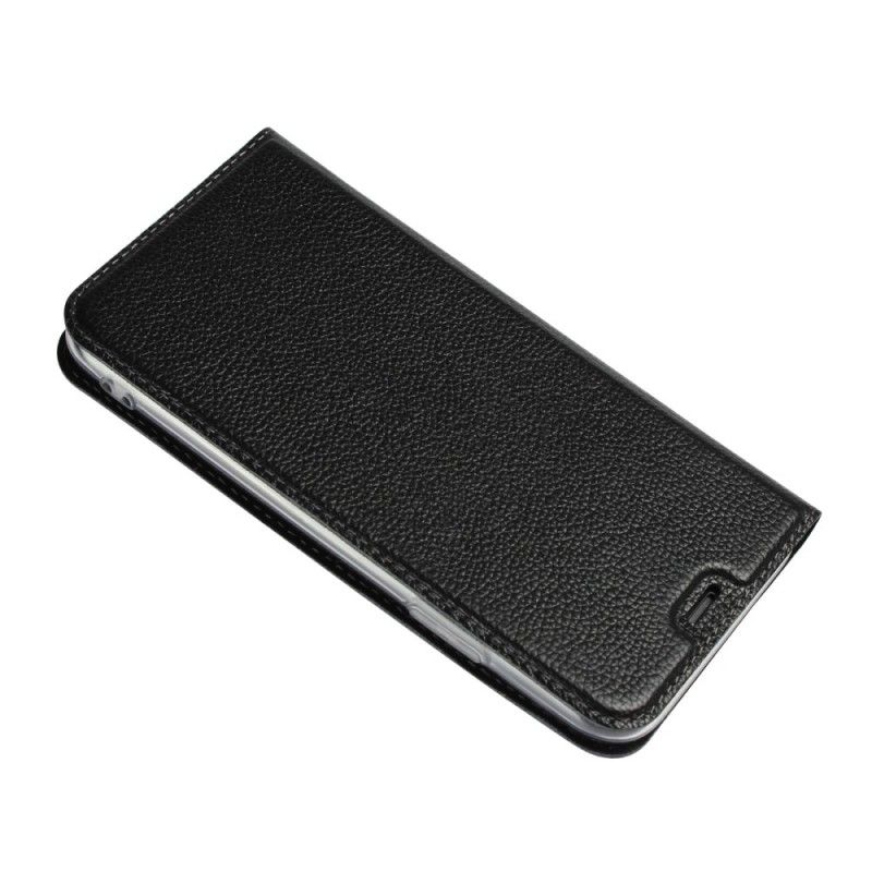 Flip Cover iPhone Xs Cuir Litchi