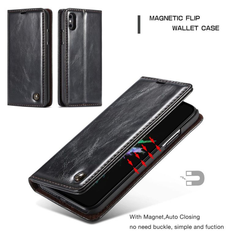 Flip Cover iPhone Xs Max Caseme Oil Wax