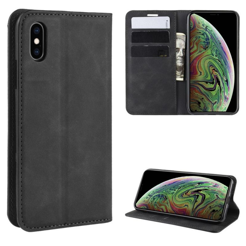 Flip Cover iPhone Xs Max Effet Cuir Silky Touch