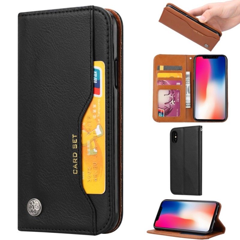 Flip Cover iPhone Xs Simili Cuir Porte-cartes