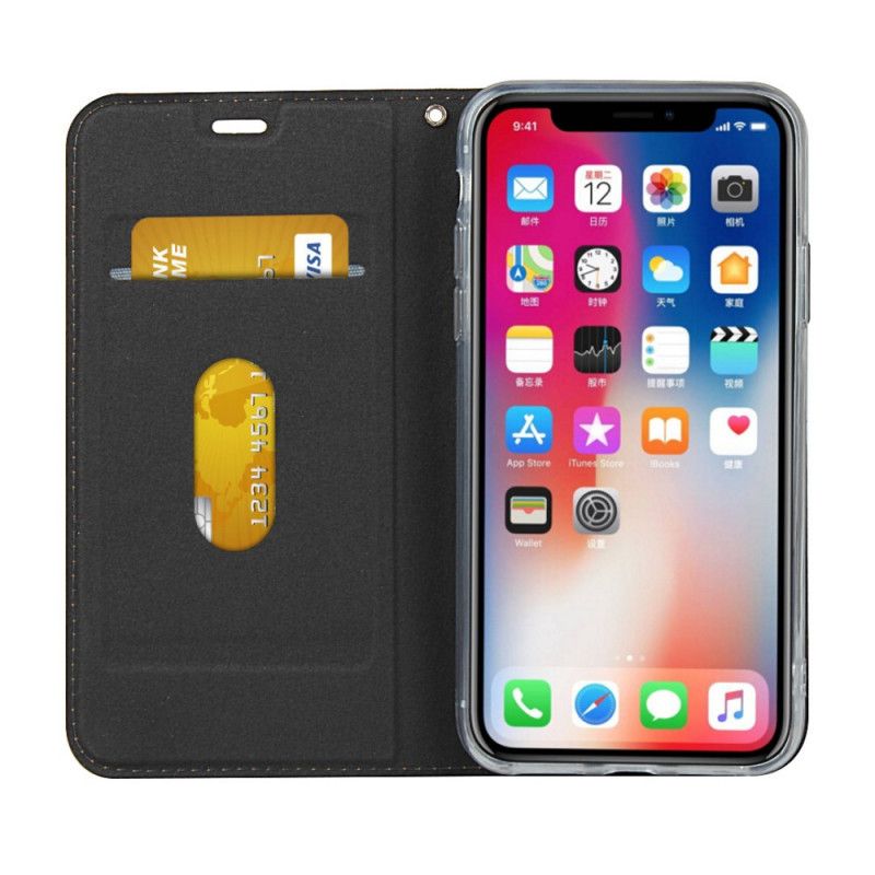 Flip Cover iPhone Xs / X Simili Cuir Avec Lanière