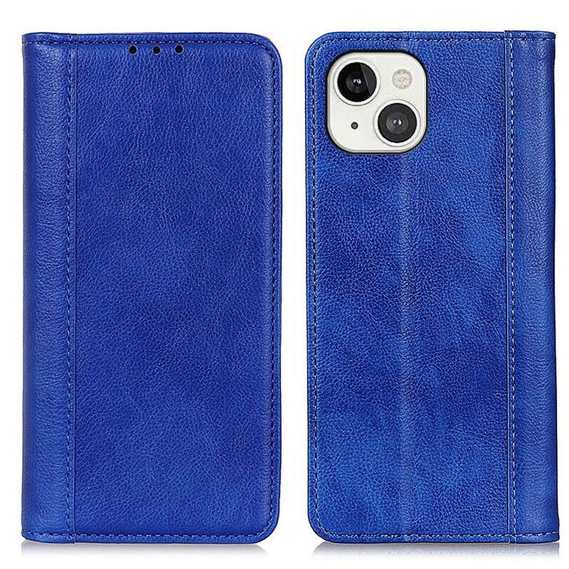 Flip Cover Pour iPhone 13 Cuir Litchi Fendu Élégance