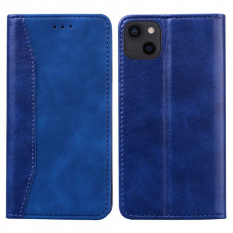 Flip Cover Pour iPhone 13 Effet Cuir Business Bicolore