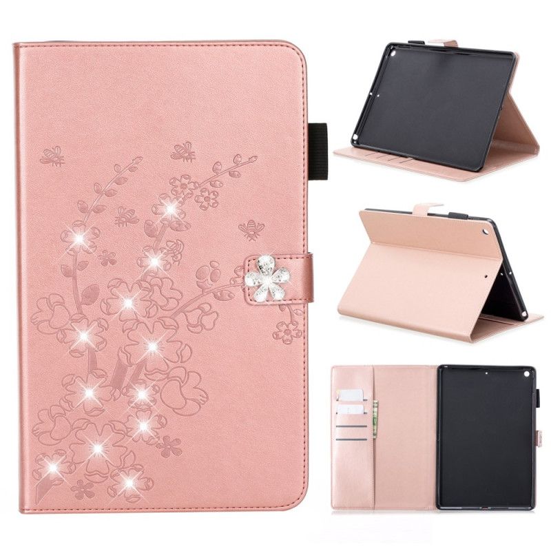 Housse iPad 10.2" (2020) (2019) Effet Cuir Diamants Floraux