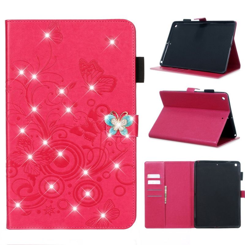 Housse iPad 10.2" (2020) (2019) Effet Cuir Papillons Diamants