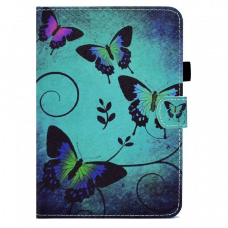 Housse iPad Mini 6 (2021) Papillons sur Fond Vert