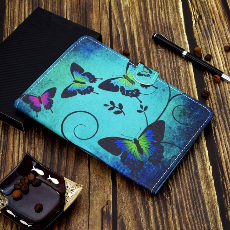 Housse iPad Mini 6 (2021) Papillons sur Fond Vert