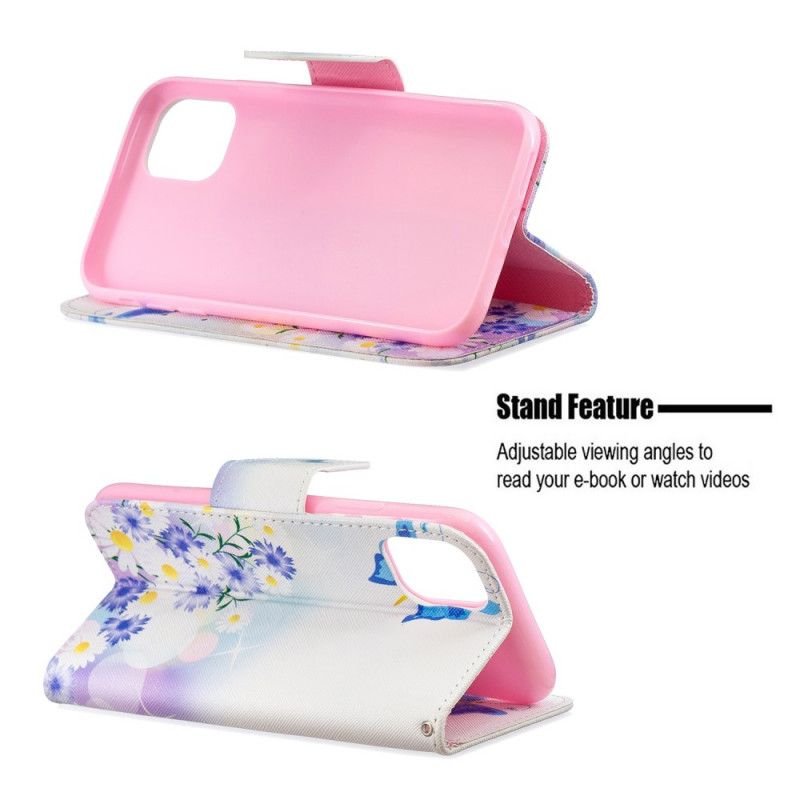 Housse iPhone 11 Papillons Et Fleurs Peints