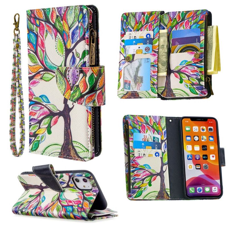 Housse iPhone 11 Poche Zippée Arbre