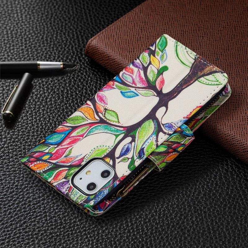 Housse iPhone 11 Poche Zippée Arbre