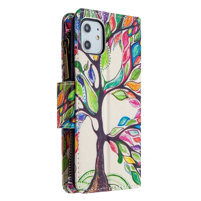 Housse iPhone 11 Poche Zippée Arbre