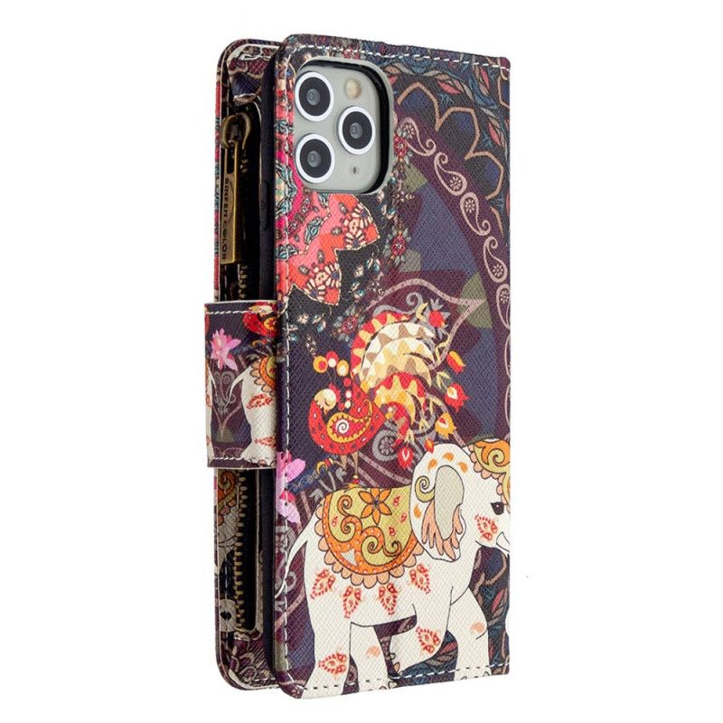 Housse iPhone 11 Pro Max Poche Zippée Éléphant