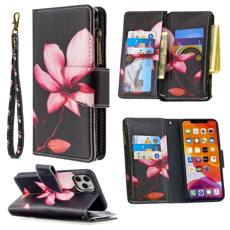 Housse iPhone 11 Pro Max Poche Zippée Fleur