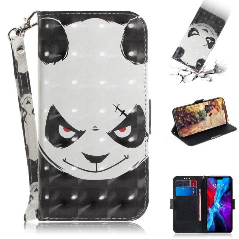 Étui Housse iPhone 12 Mini Angry Panda À Lanière