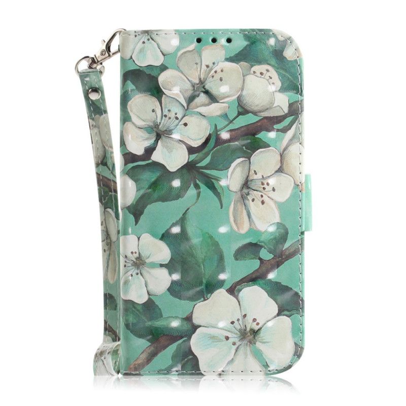 Housse iPhone 12 Mini Branche En Fleurs À Lanière