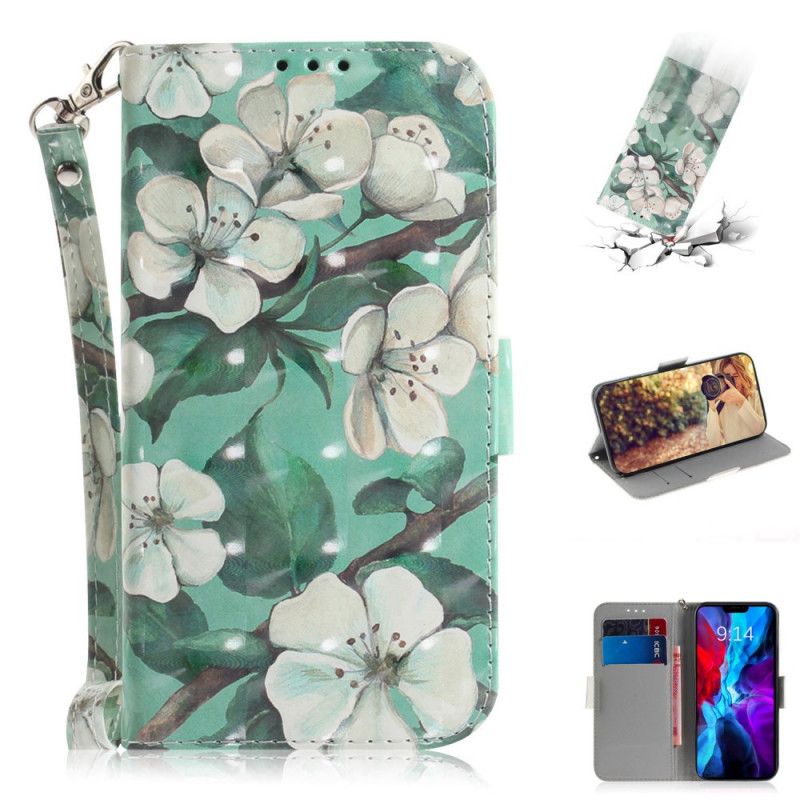 Housse iPhone 12 Mini Branche En Fleurs À Lanière