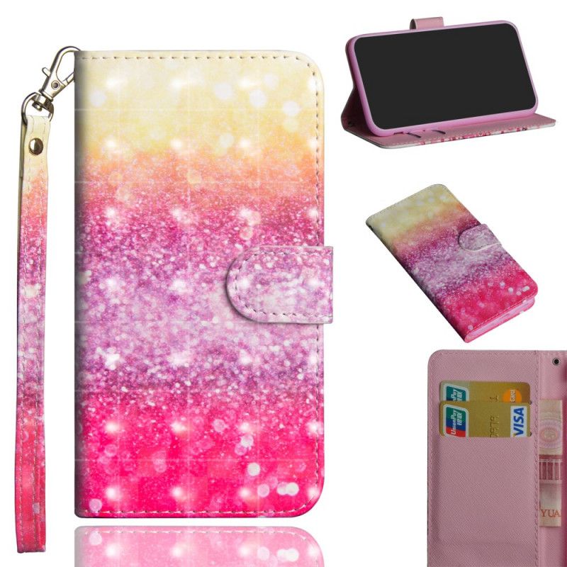 Housse iPhone 12 Mini Dégradé Paillettes Magenta