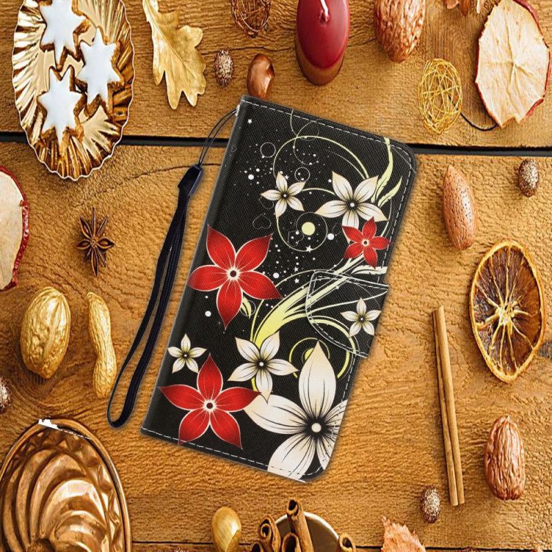 Housse iPhone 12 Mini Fleurs Colorées À Lanière