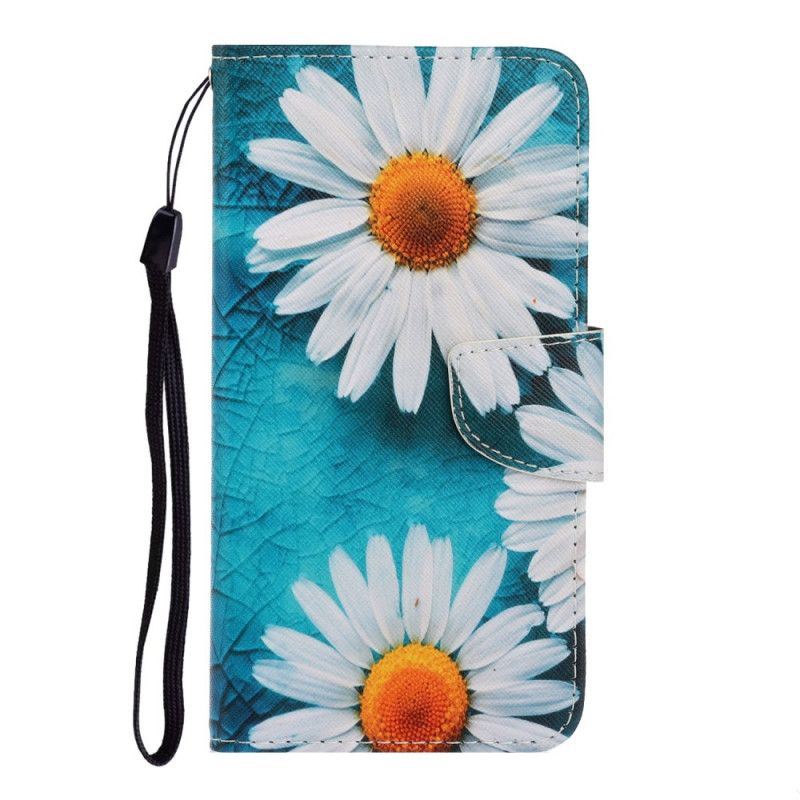 Étui Housse iPhone 12 Mini Marguerites À Lanière