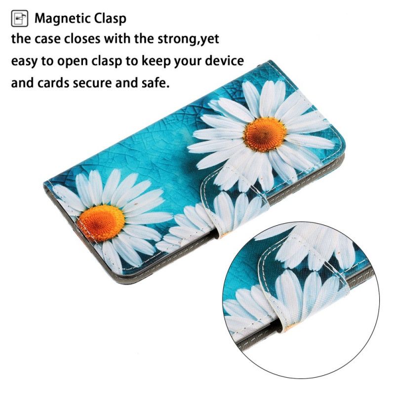 Étui Housse iPhone 12 Mini Marguerites À Lanière