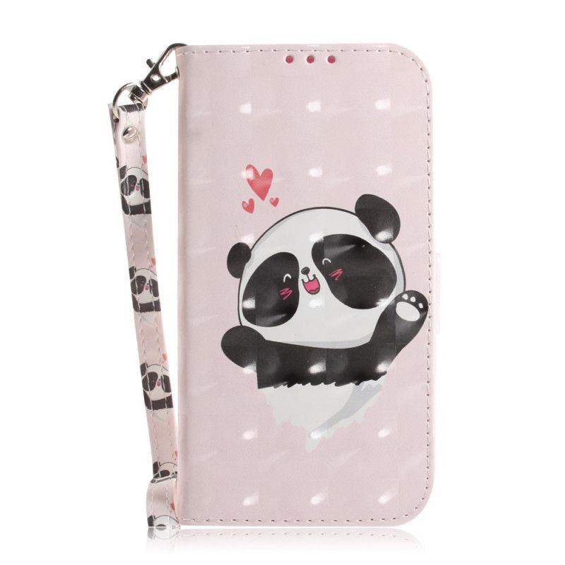 Étui Housse iPhone 12 Mini Panda Love À Lanière