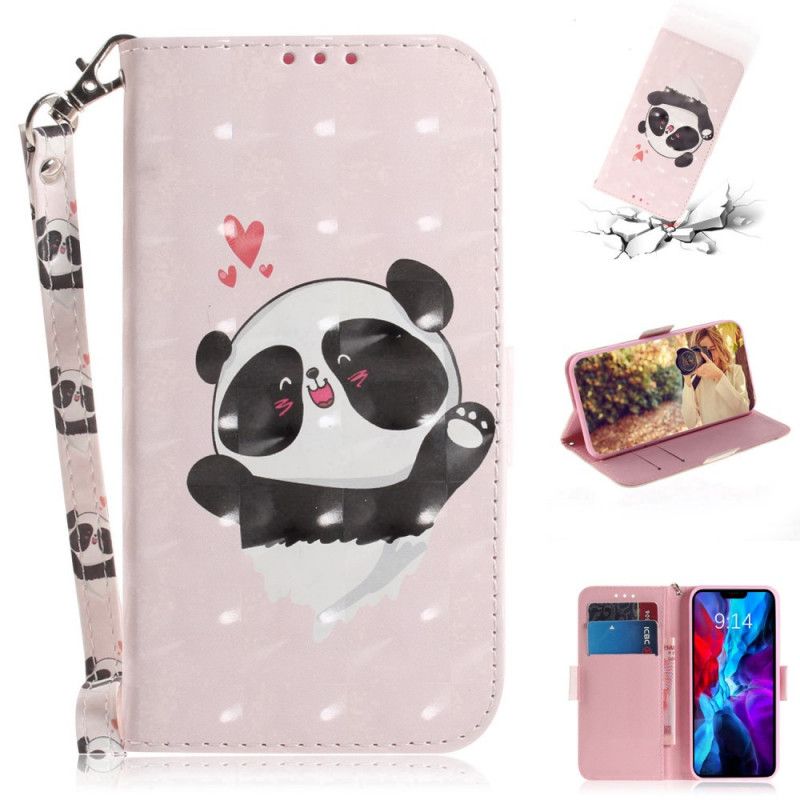 Étui Housse iPhone 12 Mini Panda Love À Lanière