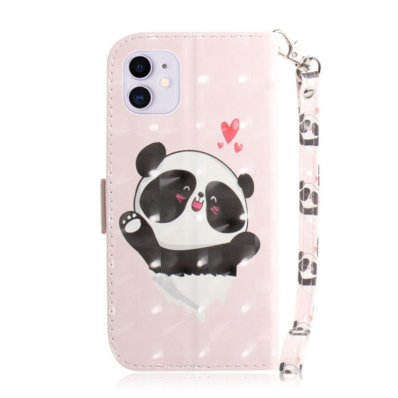 Étui Housse iPhone 12 Mini Panda Love À Lanière