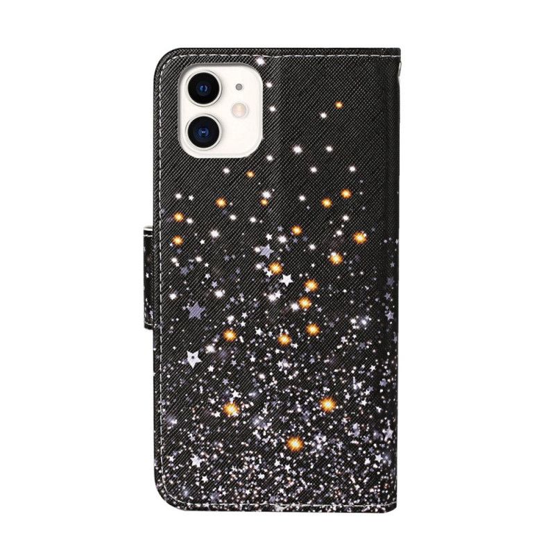 Housse iPhone 12 / 12 Pro Étoiles Et Paillettes Avec Lanière