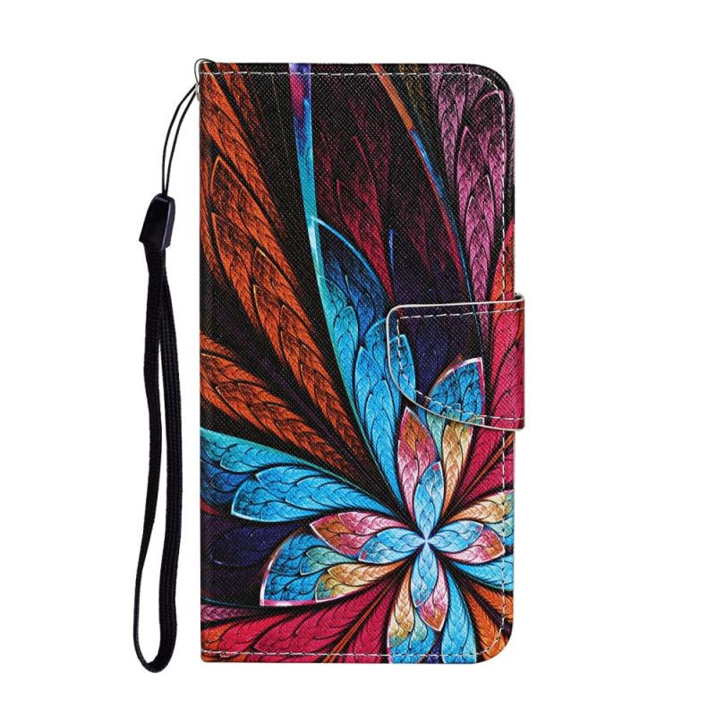 Étui Housse iPhone 12 / 12 Pro Feuilles Colorées Avec Lanière