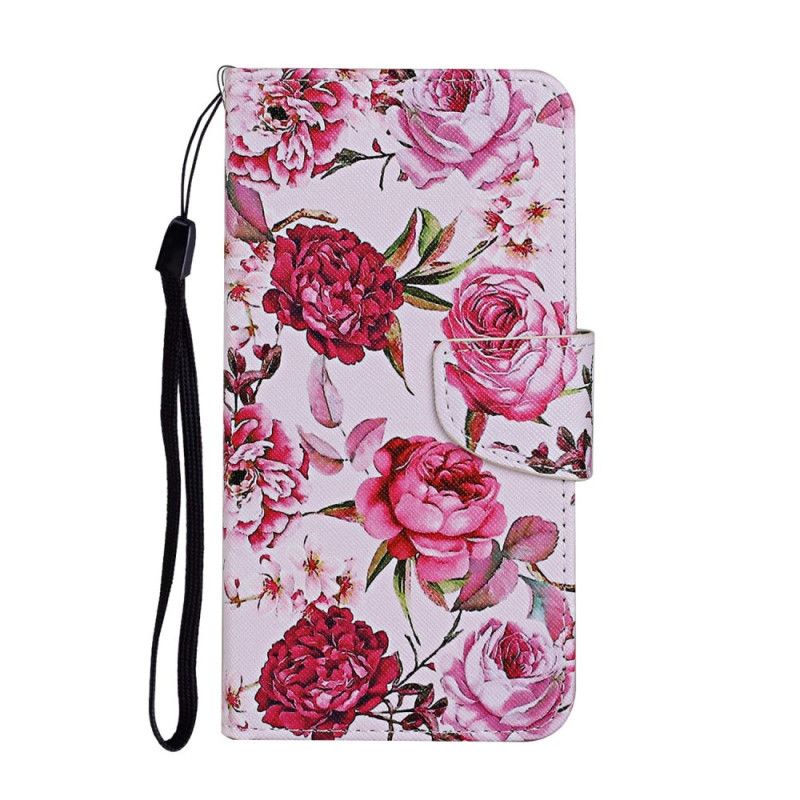 Housse iPhone 12 / 12 Pro Fleurs Magistrales Avec Lanière