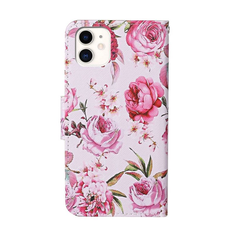 Housse iPhone 12 / 12 Pro Fleurs Magistrales Avec Lanière