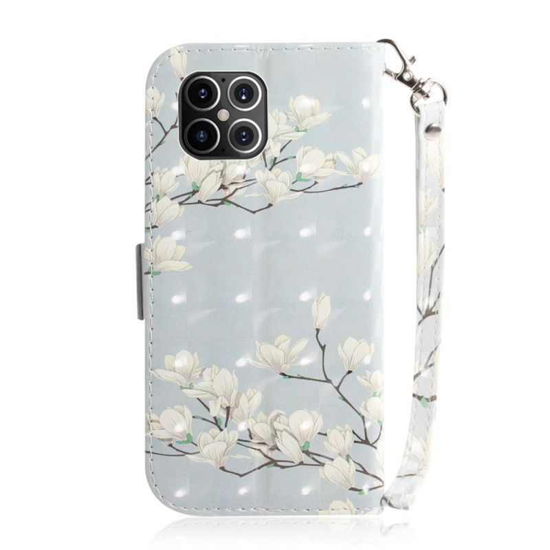 Étui Housse iPhone 12 Pro Max Fleurs Des Bois À Lanière