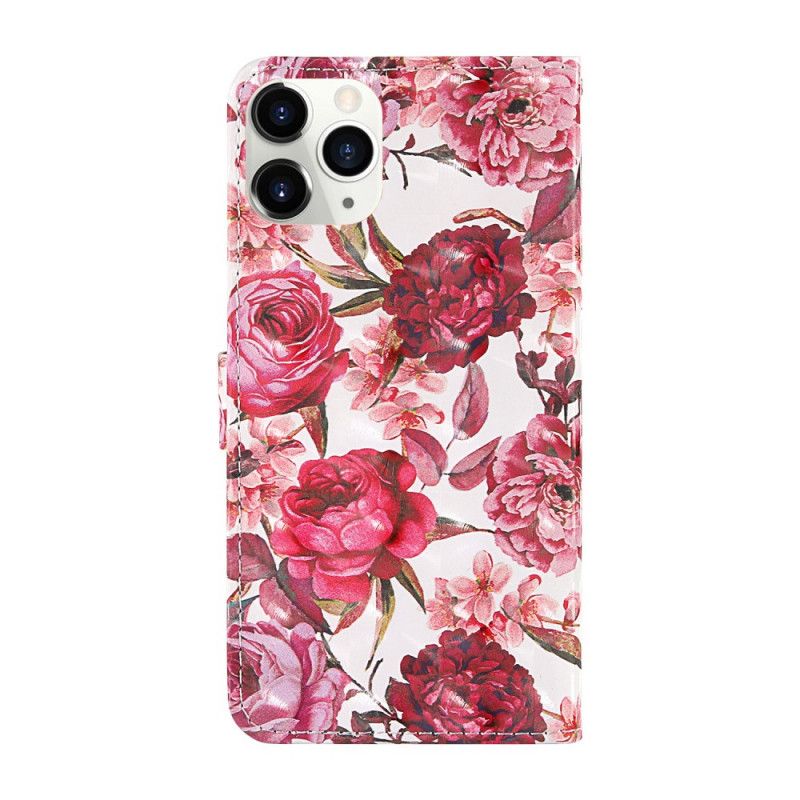 Housse iPhone 12 Pro Max Light Spots Fleurs Avec Lanière