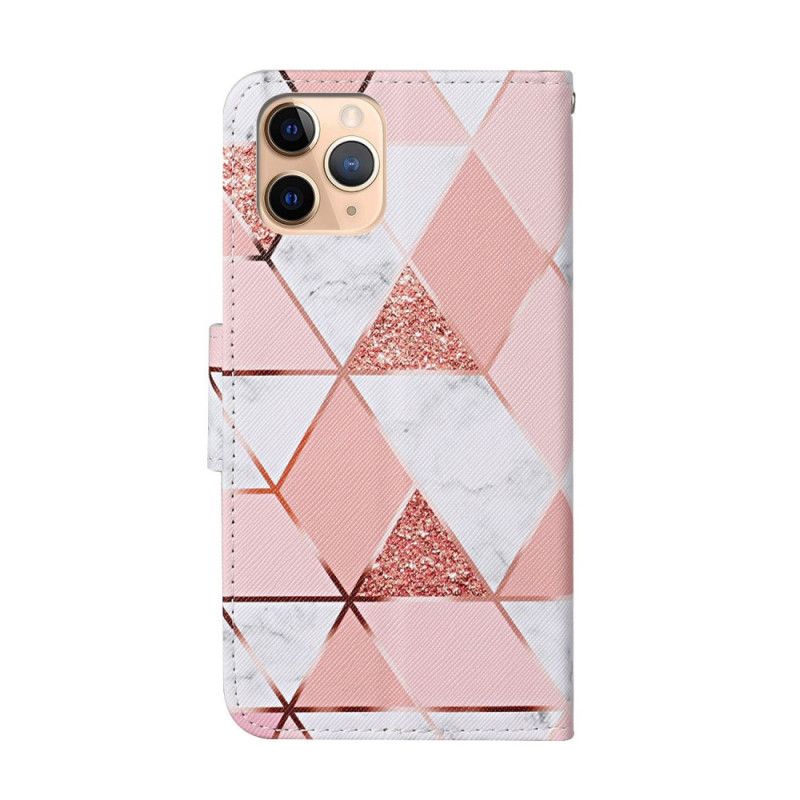 Housse iPhone 12 Pro Max Marbre Et Paillettes Avec Lanière