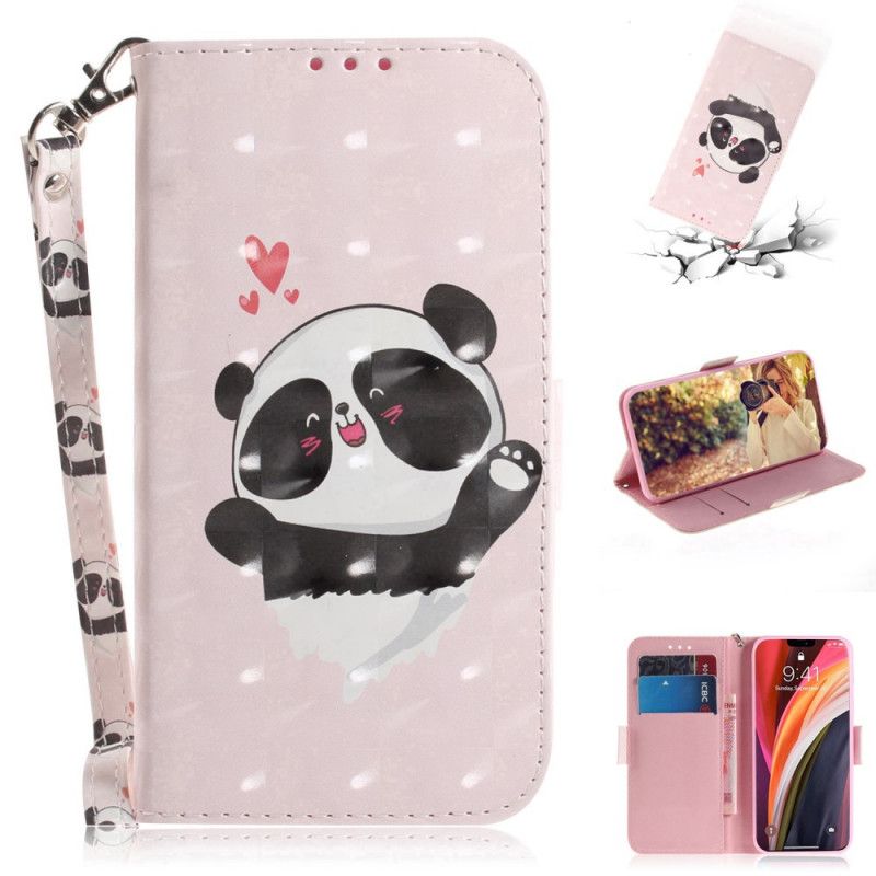 Étui Housse iPhone 12 Pro Max Panda Love À Lanière