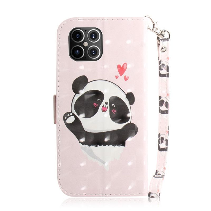 Étui Housse iPhone 12 Pro Max Panda Love À Lanière
