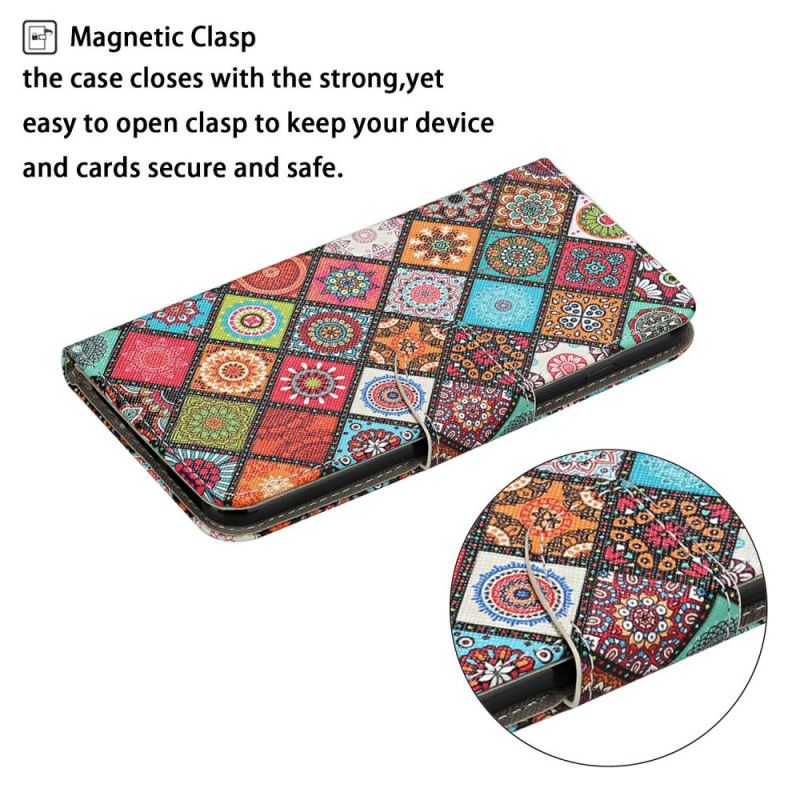 Étui Housse iPhone 12 Pro Max Patchwork Mandalas Avec Lanière