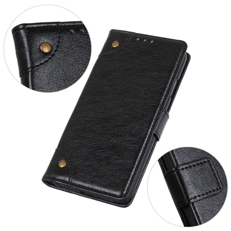 Étui Housse iPhone 12 Pro Max Style Cuir Nappa Rivets Vintage