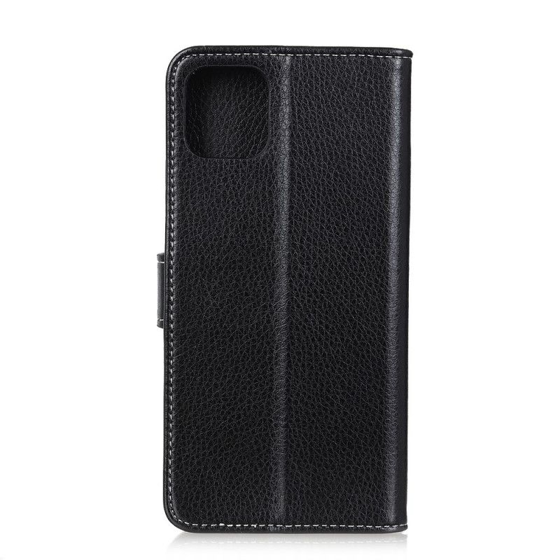 Housse iPhone 12 / 12 Pro Style Cuir Litchi Coutures