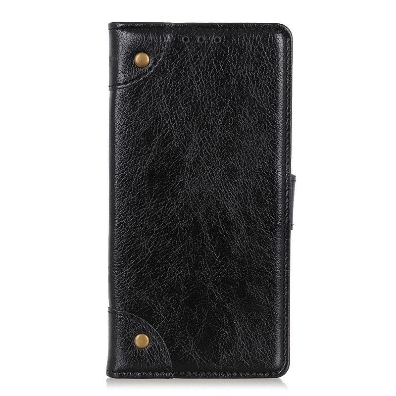 Housse iPhone 12 / 12 Pro Style Cuir Nappa Rivets Vintage