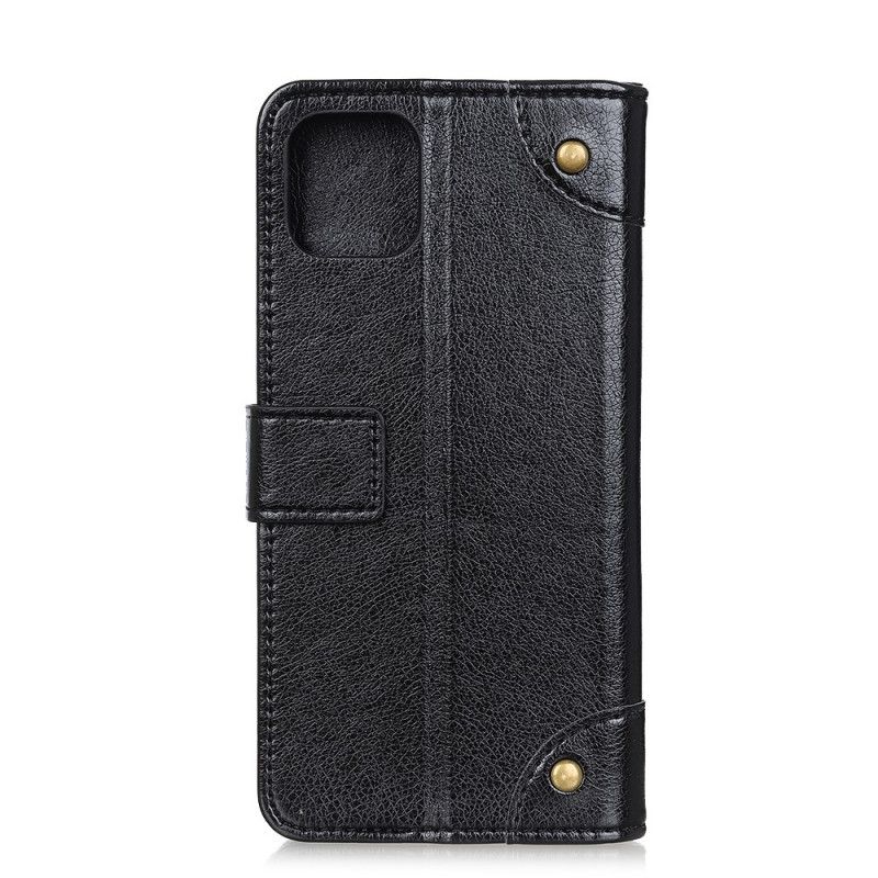Housse iPhone 12 / 12 Pro Style Cuir Nappa Rivets Vintage