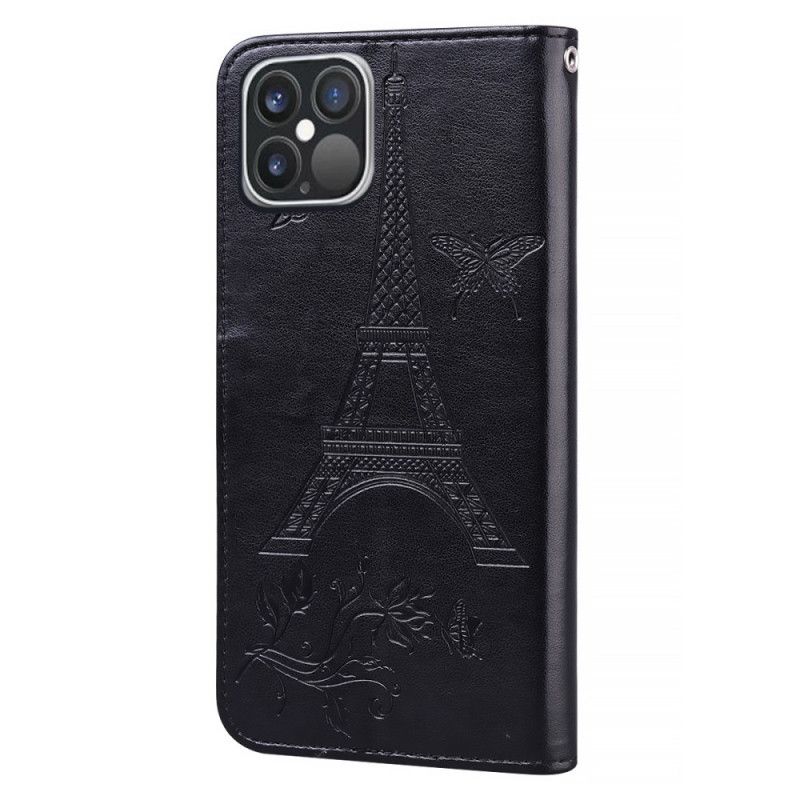 Housse iPhone 12 / 12 Pro Style Cuir Tour Eiffel